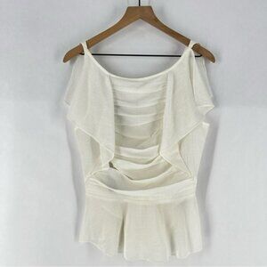 Max Studio‎ Lightweight Gauzy Layered Ruffle Sleeveless Peplum Top Feminine